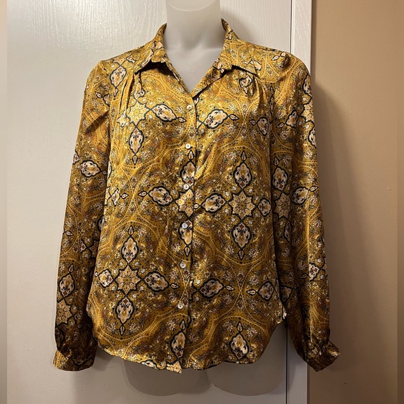 NWT Size Large Zara Satin Floral Blouse - Picture 1 of 7